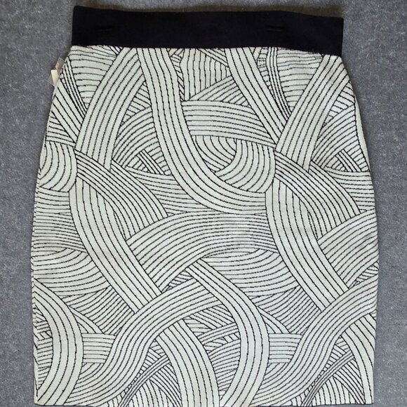Maeve by Anthropologie White & Black Abstract Woven Print Skirt Size XL NWT - Picture 6 of 9
